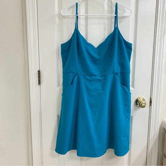 Market & Spruce teal scalloped mini dress with pockets plus size XXL - Picture 1 of 6